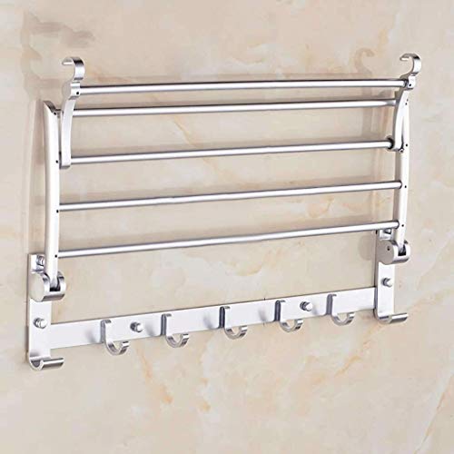 Porte-serviettes pliable en aluminium et support de rangement mural pour salle de bain