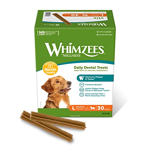 WHIMZEES Stix L, Fondo Mensile, 30 Pezzi – Taglia L, Snack per Cani di Taglia Grande, Naturali & Senza Cereali, Vegetariane, Senza Zuccheri Aggiunti
