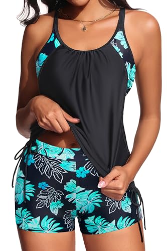 Holipick Two Piece Tankini Swimsuits for Women Tummy Control Bathing Suit Blouson Tankini Top with Sporty Boy Shorts 2025
