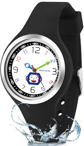 GUUMUXIN Analogue Children's Watches for Boys and Girls, Watch for Learning Time with Cartoon Pattern Detachable Dials, 30 Metres Water Resistant Children's Wristwatch from 6-12 Years Old
