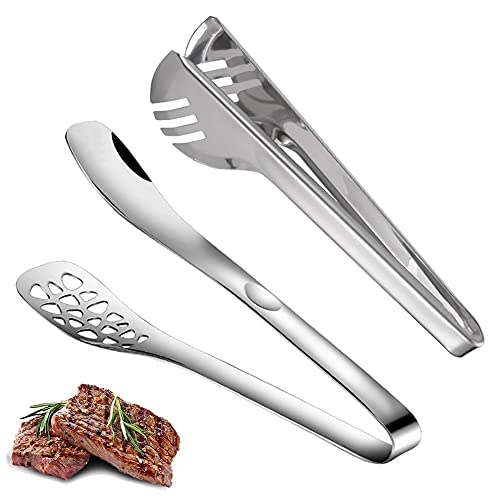 HUYIWEI Pinzas Para Servir,Pinzas Para Espagueti,2 Estilos Diferentes De Pinzas De Cocina De Acero Inoxidable,Lavables En Lavavajillas,Aptas Para Ensaladas,Barbacoas,Espárragos