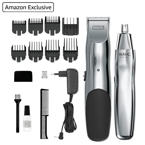 Wahl Groomsman Akku-Bartschneider-Set für Bärte, Nasenhaare, leichtes Detailing und leichte Körperpflege mit zusätzlichem Nass-/Trocken-Akku-Nasentrimmer