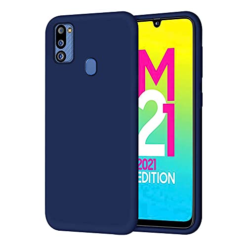 Image of WOW IMAGINE Protective Sleek Back Case Cover for Samsung Galaxy M21 / M30s / M21 2021 Edition (Flexible | Silicone | Shock Proof, Anti Slip, Soft Rubberised | Washington Blue)