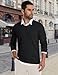 CRYSULLY Mens V Neck Pullover Sweaters Ribbed Knit Long Sleeve Solid Dress Sweater Casual Fall Winter Undershirt Black L