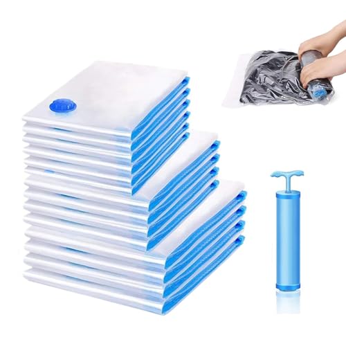 TTSTOIEE bolsas ropa vacio viaje 11 pcs set (con bomba),bolsas compresion viaje en el armario en un 80%, en movimiento bolsas ropa vacio viaje, PE+PA material duradero