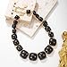Firstmeet Vintage Resin Rhinestone Necklace Semicircular Elegant Crystal Collar for Women(XL-1239-Black)