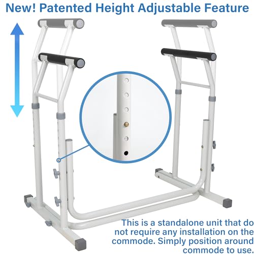 Vaunn Medical Bathroom Adjustable Height Toilet Rail Grab Bar and Commode Safety Frame Handle Vaunn Medical Bathroom Adjustable Height Toilet Rail Grab Bar and Commode Safety Frame Handle