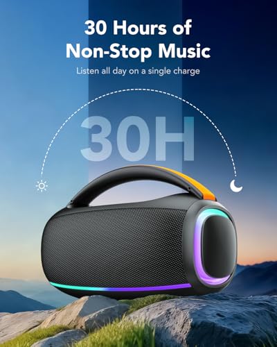 Image of Speakers Bluetooth Wireless: 80w Loud Speaker with Bass, 30H Playtime, IPX7 Waterproof, Large Speakers for Work, Outdoor, Workshop, Garage, Portable Speaker with TWS