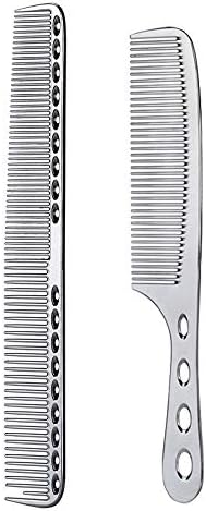 2 pcs Stainless Steel Hair Combs Anti Static Styling Comb Hairdressing Barbers Combs (Silver)
