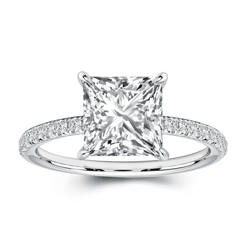 2.0CT Elegant Princess Cut Engagement Ring, S925 Silver AAAAA Grade CZ Promise Ring for Women