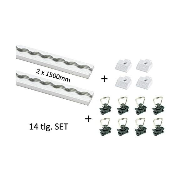 Sparset! 2x1,5m Airlineschiene Zurrschiene flach eckig blank + 8X Fittinge + 4X Endkappen