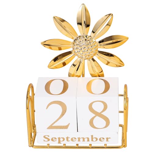 SUPVOX Calendário de blocos de madeira para mesa de trabalho diário, calendário perpétuo, blocos de