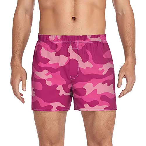 Fisyme Camo Pink Boxers for Men, Boxer Shorts Mens Underwear Boxer Briefs