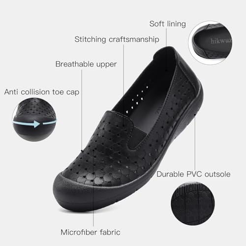 Image of Women's Summer Slip On Loafers, Breathable Perforated Hollow Cutout Flats, Comfortable Vegan Leather Walking Work Shoes for Women, Heart Floral Geometric Pattern Soft Sole Casual Summer Footwear