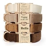 PETAILAUREL Personalized Velvet Dog Collar with Name & Phone, Multi-Color Options, Metal Quick-Release Buckle, Soft & Stylish (Style-B)