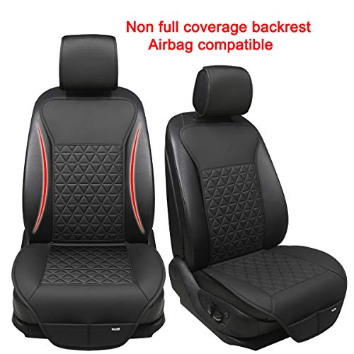 Black Panther 1 Pair Luxury Pu Car Seat Covers Protectors For Front Seats, Triangle Pattern, Compatible With 95% Cars (Sedan/Suv/Pickup/Van) - Black #TOP1