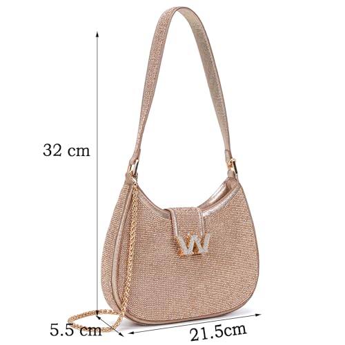 Image of BBTT.ful Rhinestone Evening Handbags Sparkling Crystal Purse Daily Casual Shoulder Bag