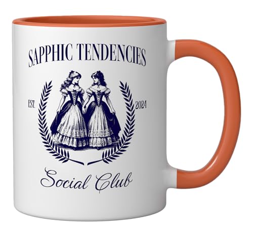 Taza de cerámica naranja/blanca 11 oz miniatura 2