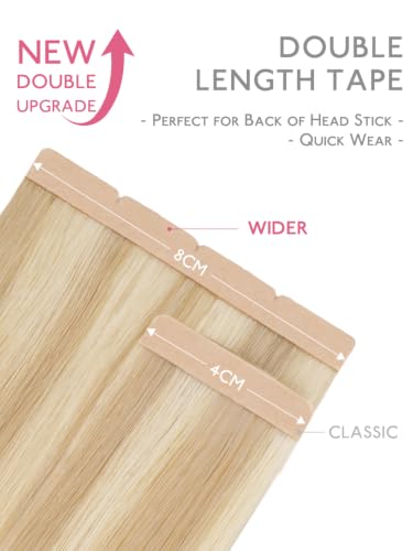 Image of WENNALIFE 3.15 inch Wide Tape in Hair Extensions Human Hair, Tape in Weft