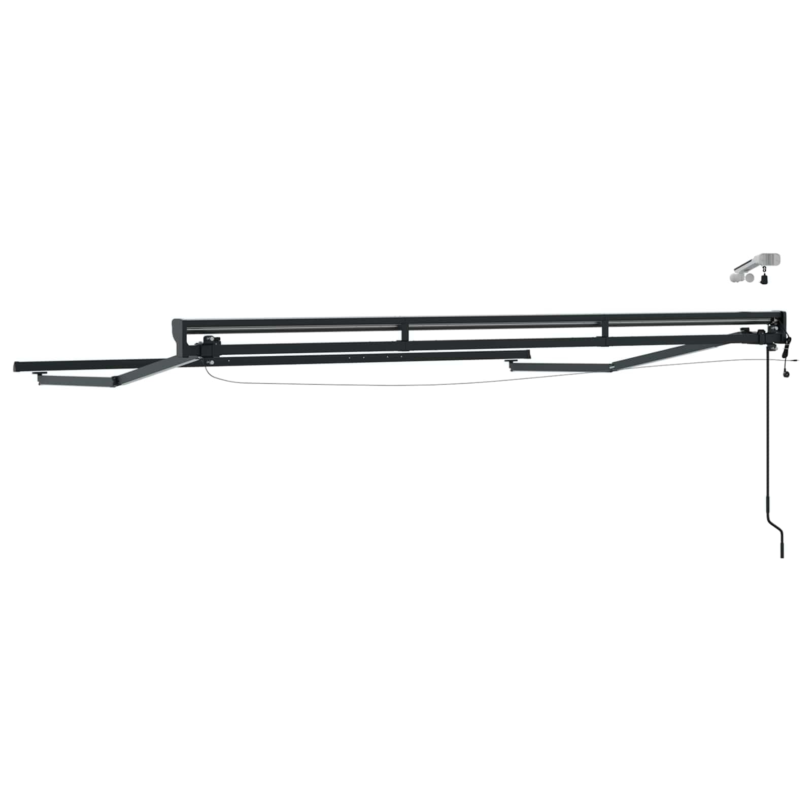 Cadre de Store banne électrique avec LED Anthracite 3,5 x 2 m en Aluminium et Acier, Bras rétractables manuels et motorisés, Protection Semi-Cassette pour terrasse Jardin extérieur avec