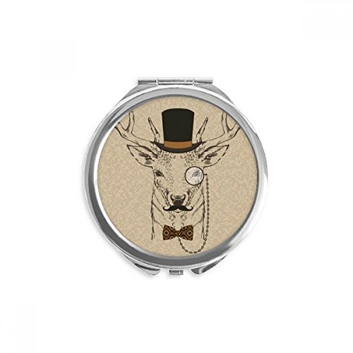 Miroir de poche haut de gamme fait main au design cerf britannique multicolore