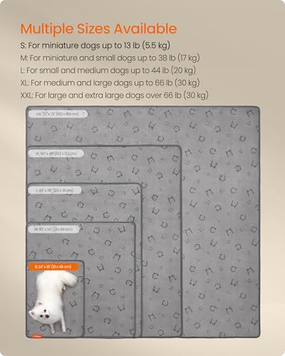 Image of Feandrea Washable Pee Pads for Dogs, 2 Pack, Reusable Dog Pads, 24 x 18 Inches, S, Waterproof Pet Training Pads, Leakproof, Non-Slip, Super Absorbent, for Dogs, Cats, Rabbits, Dove Gray UPTD001G01