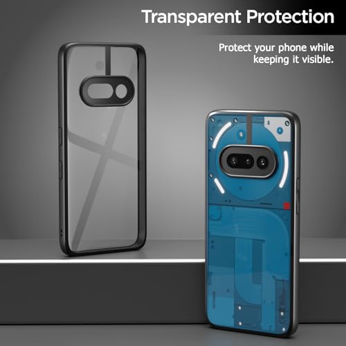 Image of Amazon Basics TPU+PC Back Cover for Nothing Phone 3A 5G | Shockproof Sleek Hybrid Armor Bumper Case (Black) | Shockproof