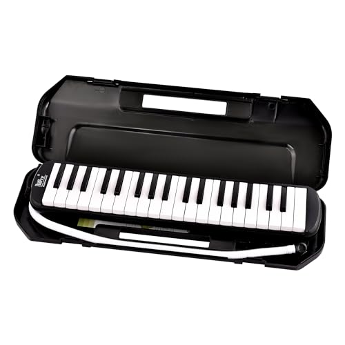 Image of BLUEBERRY Melodica 37 Keys Piano Instrument Soprano Air Piano with Mouthpiece with Hard ABS Case for Music Lovers Beginners Kids - BLACK