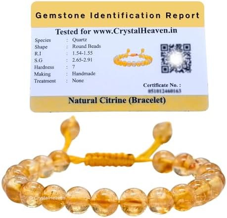 Natural Healing Crystal Bracelet for Women Men - AAA Grade Original Healing Gemstone Adjustable Bracelet for Yoga Reiki Meditation Feng Shui (Citrine)
