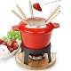Fondue-Set aus Gusseisen mit Keramiktopf und 6 Gabeln