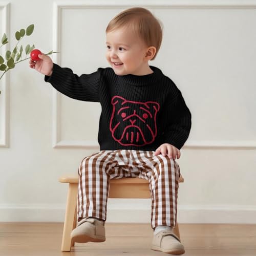 Toddler Boy Girl Football Sweater Game Day Embroidered Long Sleeve Crewneck Chunky Knit Sweatshirt Pullover Top3