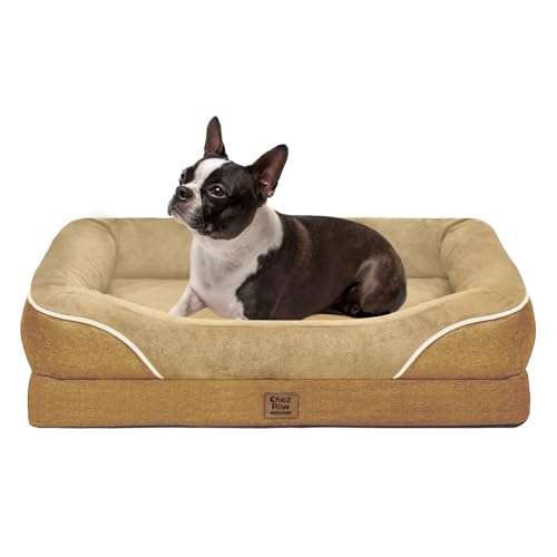 Image of Orthopedic Waterproof Dog Bed for Medium and Large Dogs | Egg Crate Foam, 4-Sided Bolster Support, Waterproof Liner, Non-Slip Bottom, Removable Bolster Cover, 36 x 27 Inch
