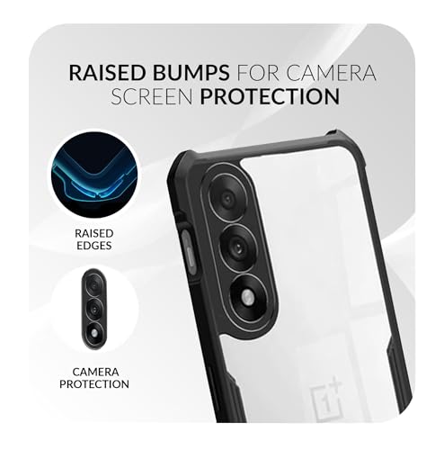 Image of Back Cover Case + Screen Protector for OnePlus Nord 5 5G | Transparent & Black Mobile Phone Back Case Cover for 1 + OnePlus Nord 5 | Camera Protection | One Plus Nord5 5G TPU & PC Black