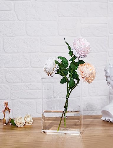 Clear Book Vase For Flowers - Acrylic Transparent Book Shaped Flower Vase For Home Decor Artificial Flowers Included #TOP1