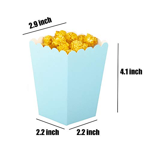 Image of Light Blue Popcorn Boxes Mini Paper Popcorn Box Cardboard Popcorn Container for Party, Pack of 24