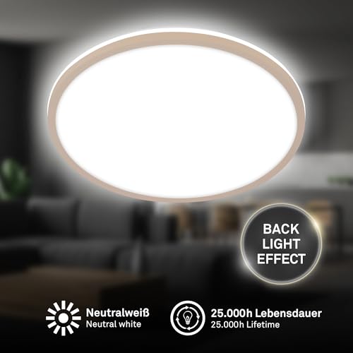 BRILONER - Lampa sufitowa LED z oświetleniem pośrednim, neutralne białe światło, 15 W, 1500 lm, żyrandol do salonu, żyrandol do sypialni, oprawa sufitowa, kuchnia, lampa sufitowa LED, 28 x 4,2 cm