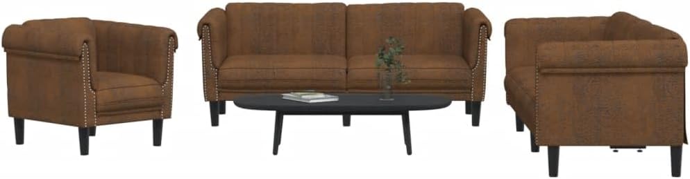 Sofa Set Brown Velvet Living Room Furniture
