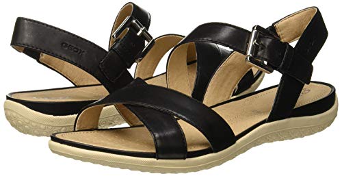Geox D Vega E, Sandali Punta Aperta Donna, Black