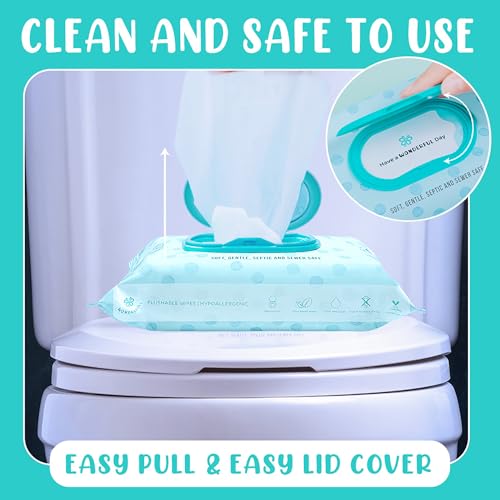 WONDERFUL Flushable Wipes 6-Pack (360 Wipes) - Mint Chill Wet Wipes for Adults & Kids, Hypoallergenic, Biodegradable, Sewer & Septic Safe, Gentle for Sensitive Skin - Bulk Pack for Bathroom & Travel - Thumbnail 5