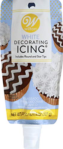 Wilton 704-4749 White Decorating Icing 8 Ounce, with Plastic Tips