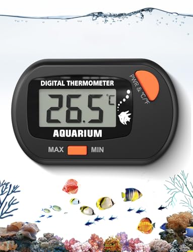 Thermomètre Aquarium Sans fil, Thermomètre d'aquarium numérique LCD de température de l'eau pour aquarium, reptile marin, terrarium (Noir)