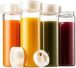 Komax Juice Bottles 18.5-oz | Set-of-4 Reusable Juice & Smoothie Bottles | Premium