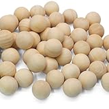 Luomorgo 50 Pcs 3/4 Inch Unfinished Natural Wooden Balls - Hardwood Round Wood Balls for DIY Crafts Projects