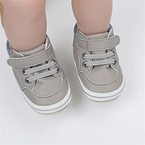 Image of SOFMUO Baby Boys Girls High Top Ankle PU Leather Sneakers Soft Rubber Sole Infant Moccasins Newborn Oxford Loafers Anti-Slip Toddler Wedding Uniform Dress Shoes