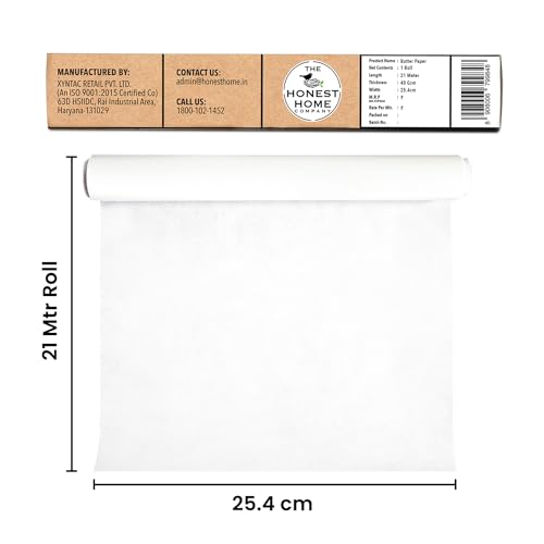 Image of Honest Home Butter Paper Roll Combo | 42 Meters | Pack of 2 (21M + 21M) | 40 GSM | Food-Grade Wax Coated | Easy Tear Cutter | for Food Prep, Wrapping & Storage