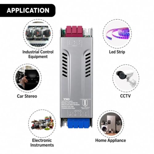 12V 200W 16A Power Supply, Ultra Slim Body Switching Power Supply for LED Signage, LED Strip & Decorative Lights, CCTV Camera, Industrial Automation Machines 12V Adapter Easy Installation Clip Lock - Image 3