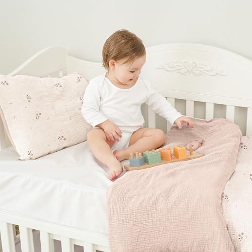 Susurration Musselin Kinderbettwäsche 100x135 Kissenbezug 40x60 cm aus Leicht und Komfortabel Bettwäsche Set für Baby Kinder(Orangenblüte)