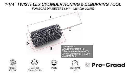 Image of 1-1 /4 inch 180 Silicon Carbide TwistFlex Cylinder Hone for 1.14 inch- 1.26 inch Bores