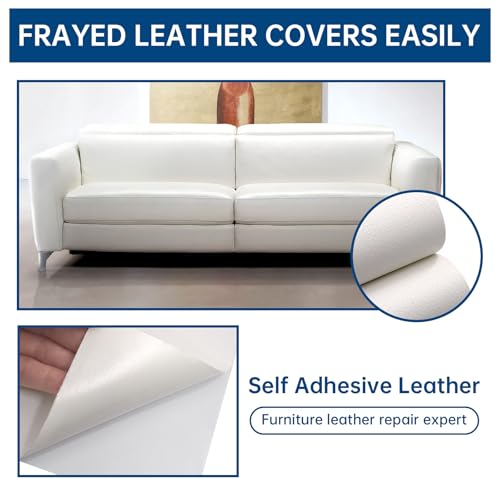 Lifeshoon Leather Repair Patch, Self Adhesive Leather Repair, Large Vinyl Patch Tape for Couches, Furniture, Car Seats, Cabinets, Wall, Handbags （3.5X79 Inch, White） - Thumbnail 2