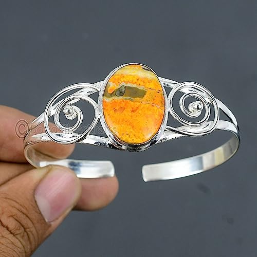 Bumblebee Jasper Bracelet, 925 Silver Bracelet, Handmade Cuff Bracelet, Delicate Silver Bracelet, Bangle Cuff Bracelet For Women, Jasper Gemstone Bracelet, Minimalist Cuff Bracelet, Anniversary Gift #TOP3
